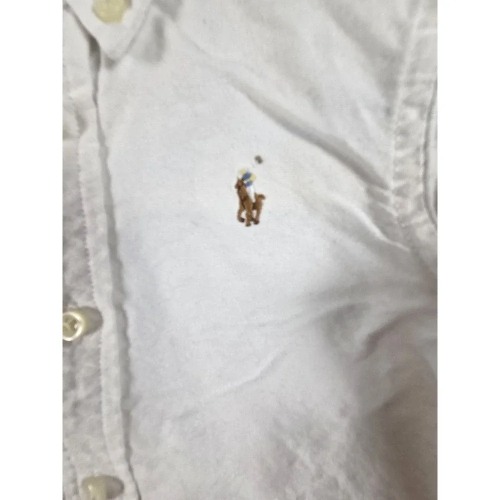 RALPH LAUREN Baby Boy 12 Mos White Oxford Shirt Button Up Long Sleeve Pony Logo